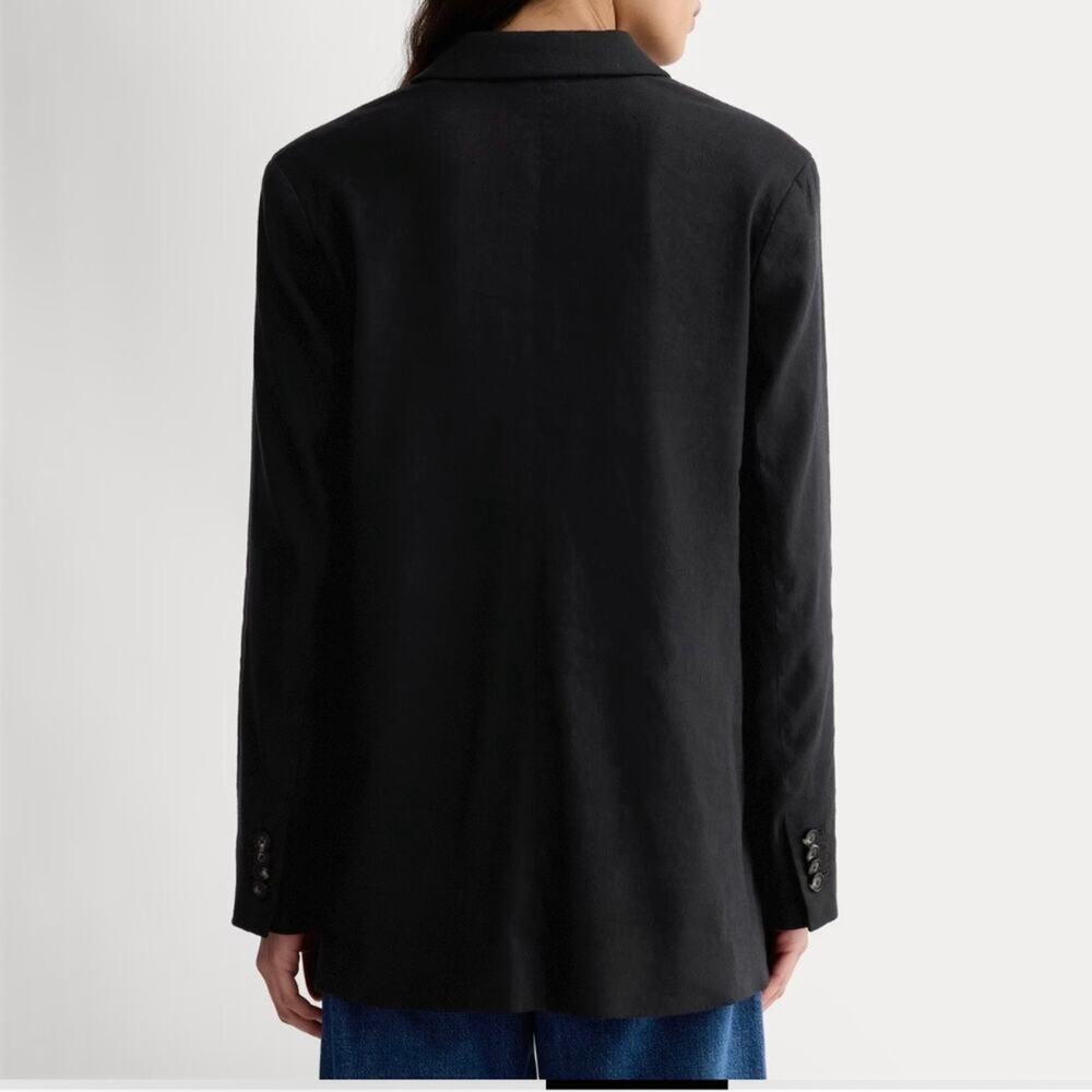 Everlane The Tencel Oversized Blazer Women's Size 10 Black Preppy Modern - Picture 5 of 15